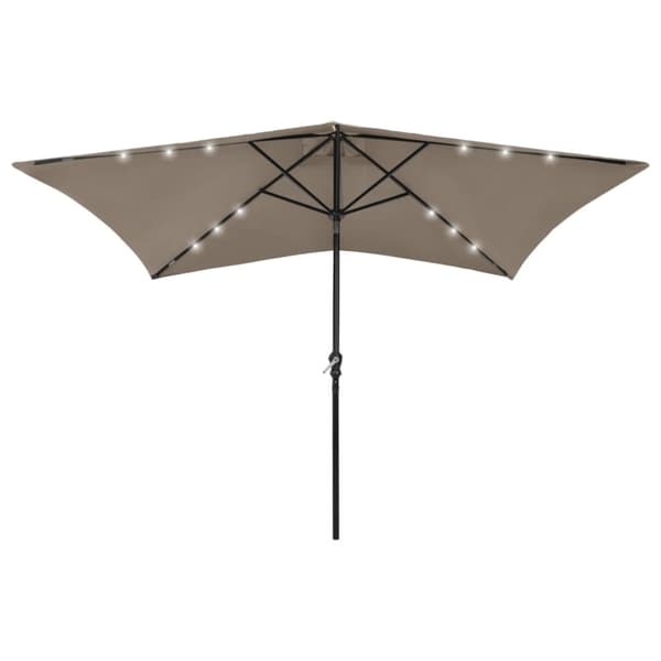 vidaXL Parasoll med LED och stålstång 2x3 m taupe -  Parasoll & solskydd