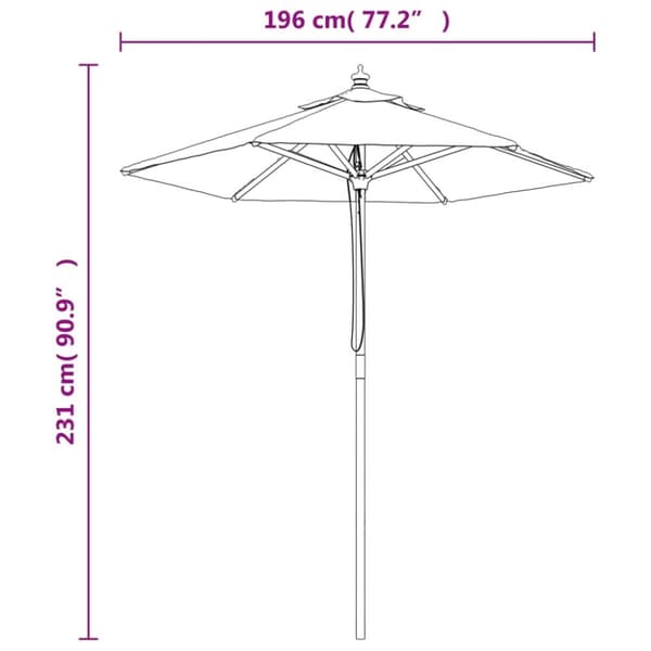 vidaXL Puutarhan aurinkovarjo puutolppa taupe 196x231 cm - Päivän- & aurinkovarjot