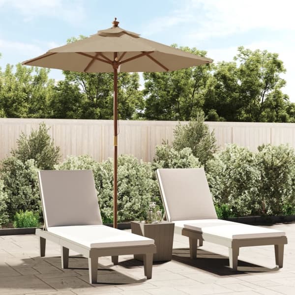 vidaXL Puutarhan aurinkovarjo puutolppa taupe 196x231 cm - Päivän- & aurinkovarjot