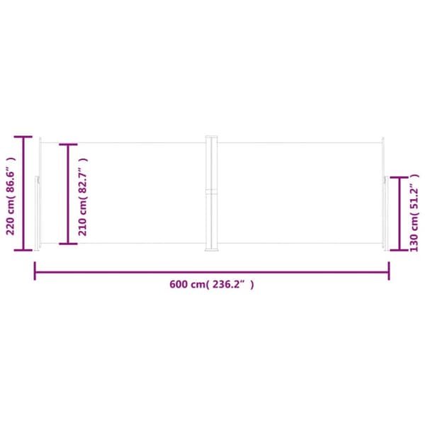 vidaXL Infällbar sidomarkis 220x600 cm antracit - Parasoll & solskydd