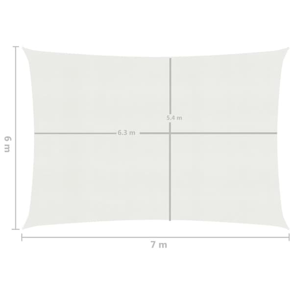 vidaXL solsejl 160 g/m² 6x7 m HDPE hvid - Parasoller og solskærme