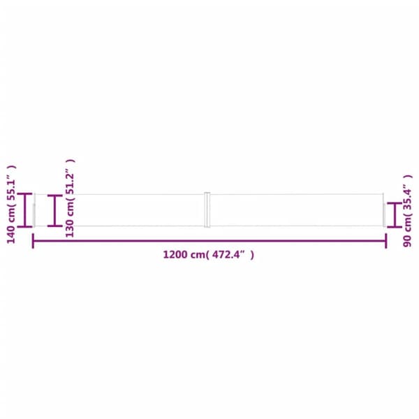 vidaXL Sisäänvedettävä terassin sivumarkiisi 140x1200 cm antrasiitti - Päivän- & aurinkovarjot