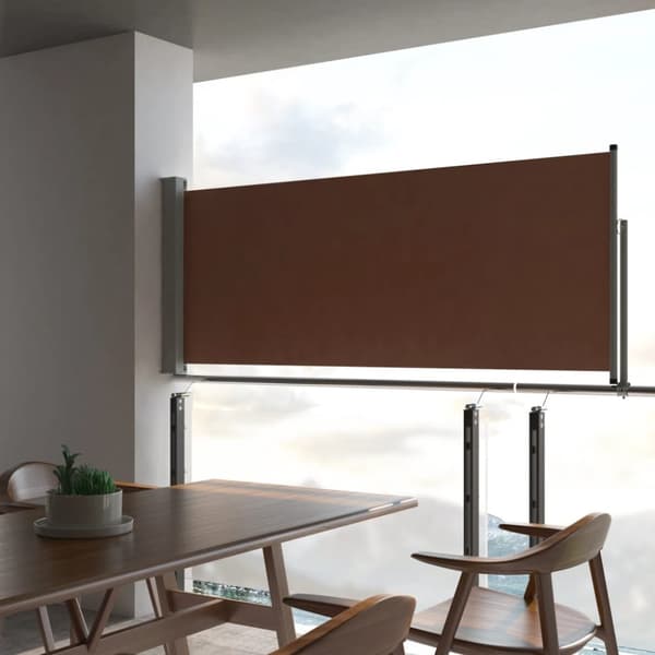 vidaXL Infällbar sidomarkis 100x300 cm brun - Parasoll & solskydd