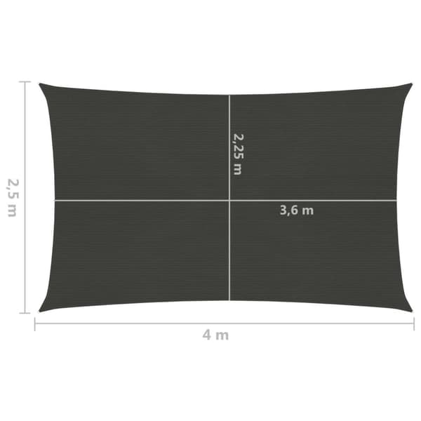 vidaXL solsejl 160 g/m² 2,5x4 m HDPE antracitgrå - Parasoller og solskærme