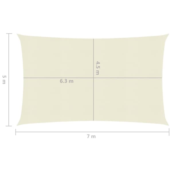 vidaXL solsejl 5x7 m 160 g/m² HDPE cremefarvet - Parasoller og solskærme