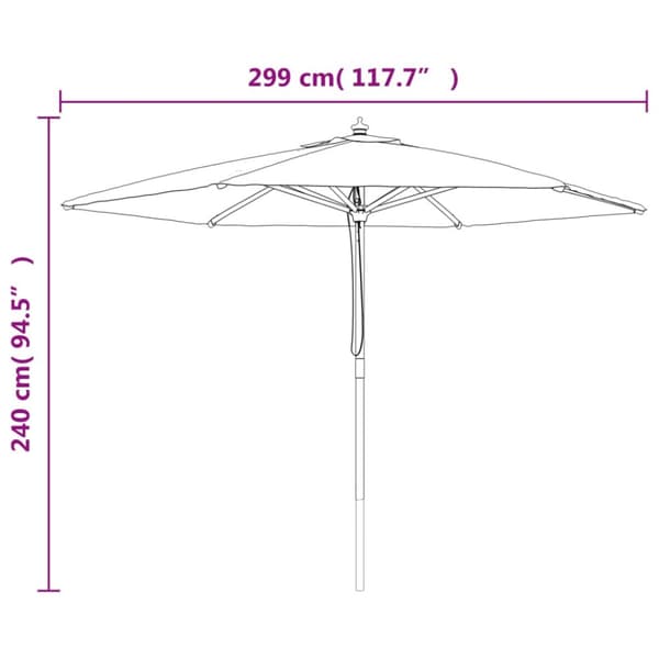 vidaXL Parasoll med trästång 299x240 cm antracit - Parasoll & solskydd