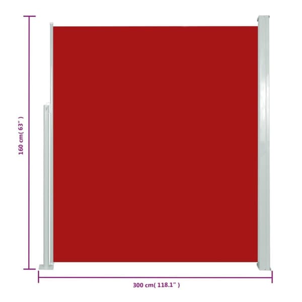 vidaXL Sisäänvedettävä terassin sivumarkiisi 160x300 cm punainen -  Päivän- & aurinkovarjot