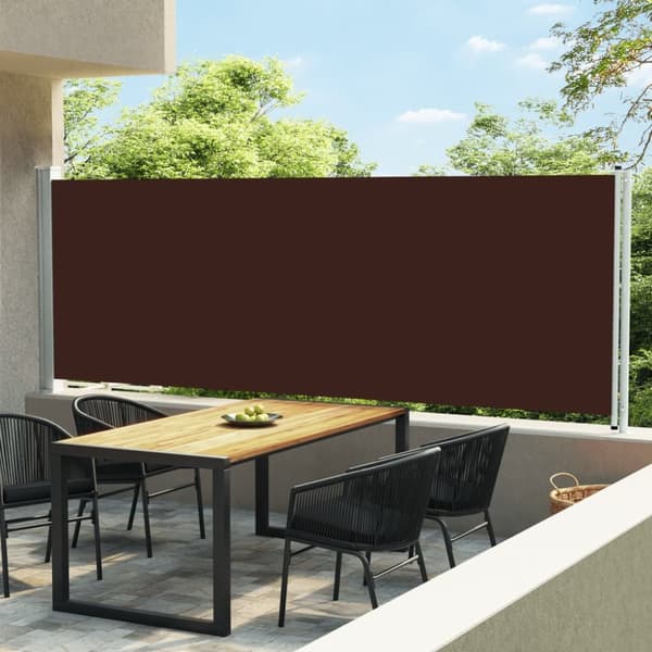 vidaXL sammenrullelig sidemarkise til terrassen 600x160 cm brun - Parasoller og solskærme