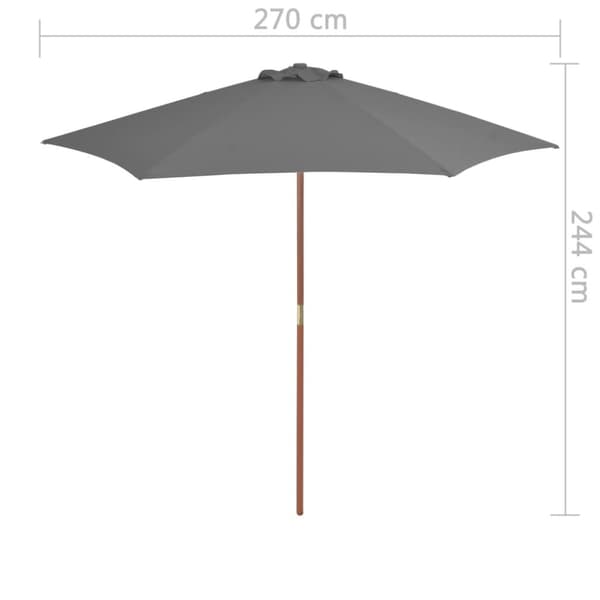 vidaXL Trädgårdsparasoll med trästång 270 cm antracit -  Parasoll & solskydd