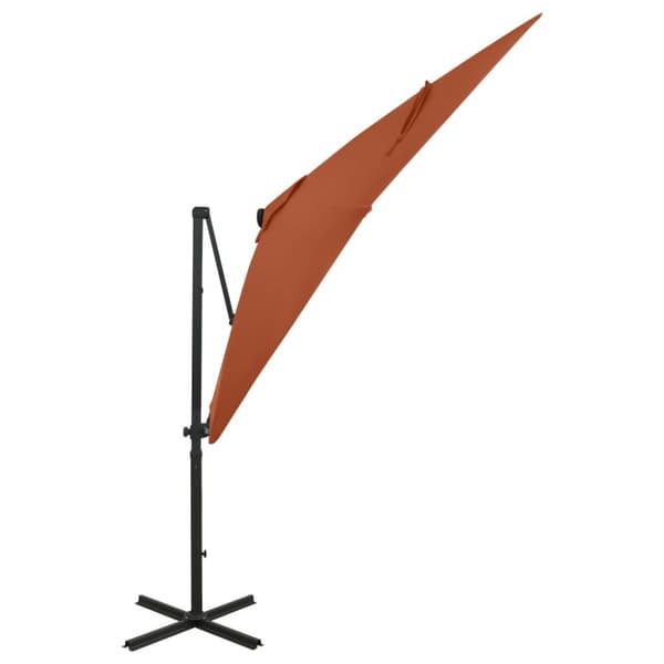 vidaXL Frihängande parasoll med stång och LED terrakotta 250 cm -  Parasoll & solskydd