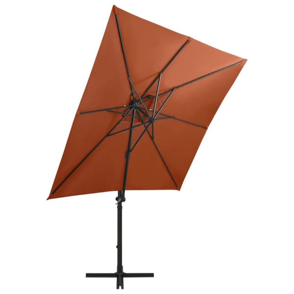 vidaXL Frihängande parasoll med stång och LED terrakotta 250 cm - Parasoll & solskydd