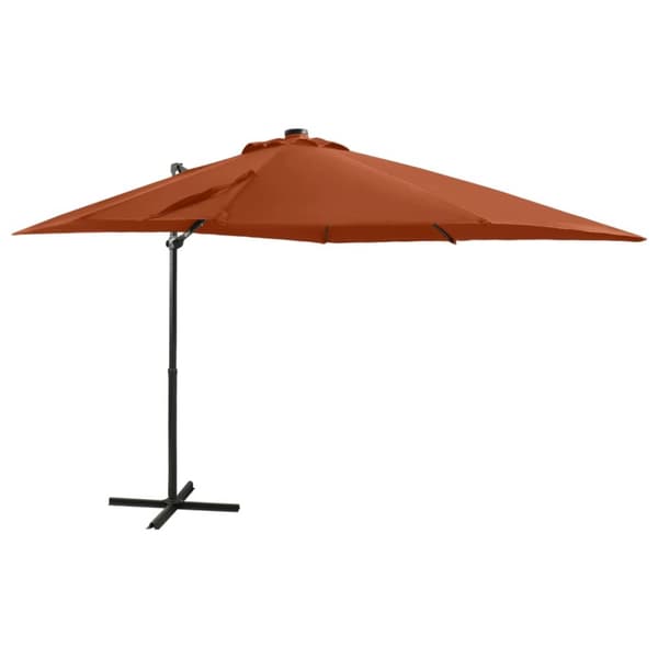 vidaXL Frihängande parasoll med stång och LED terrakotta 250 cm - Parasoll & solskydd