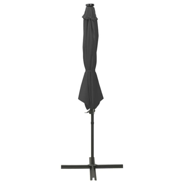 vidaXL Frihängande parasoll med stång och LED antracit 300 cm - Parasoll & solskydd