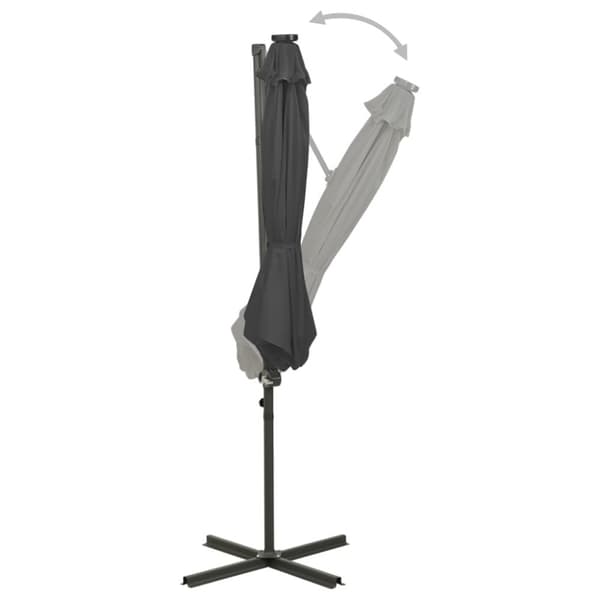 vidaXL Frihängande parasoll med stång och LED antracit 300 cm - Parasoll & solskydd