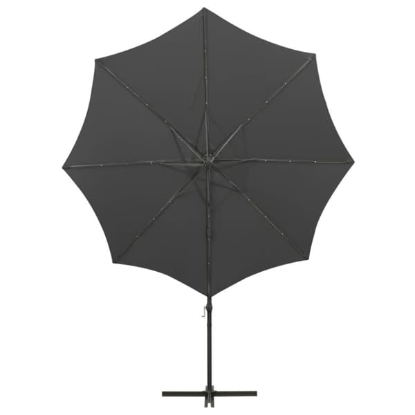 vidaXL Frihängande parasoll med stång och LED antracit 300 cm -  Parasoll & solskydd