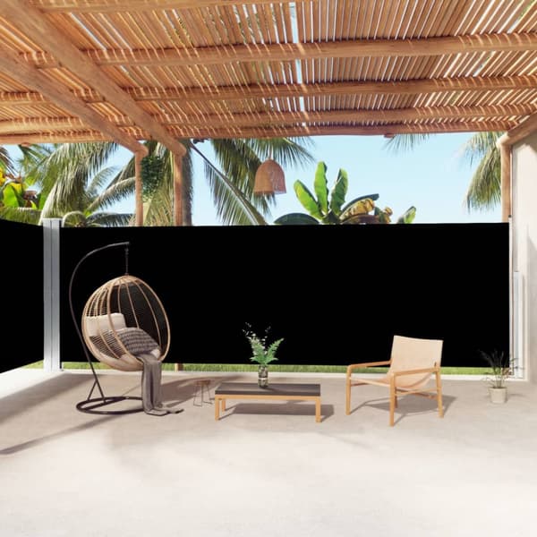 vidaXL Infällbar sidomarkis svart 200x1000 cm - Parasoll & solskydd