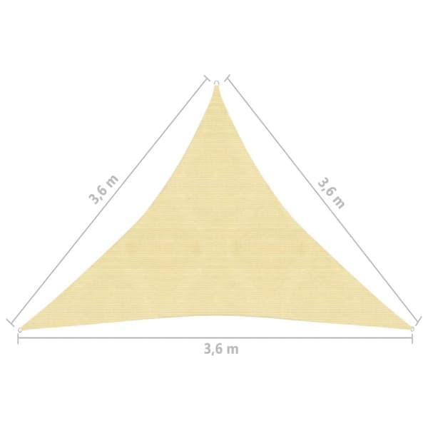 vidaXL Solsejl HDPE trekantet 3,6x3,6x3,6 m beige - Parasoller og solskærme