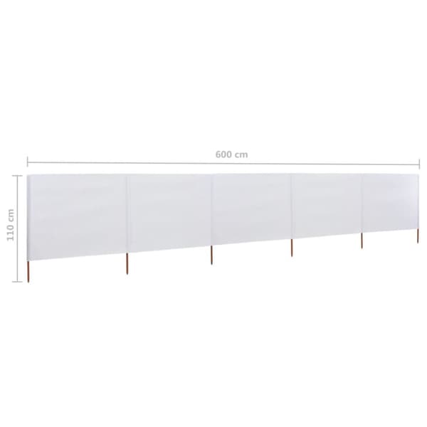 vidaXL Tuulensuojakangas 5 paneelilla 600x80 cm hiekan valkoinen -  Päivän- & aurinkovarjot
