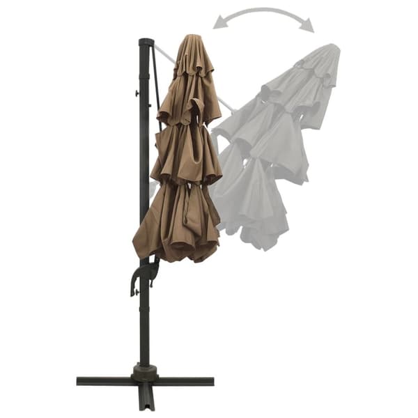 vidaXL Trädgårdsparasoll med ventilation och stång taupe 3x3 m -  Parasoll & solskydd