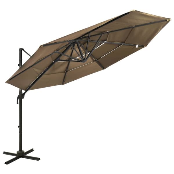 vidaXL Trädgårdsparasoll med ventilation och stång taupe 3x3 m -  Parasoll & solskydd