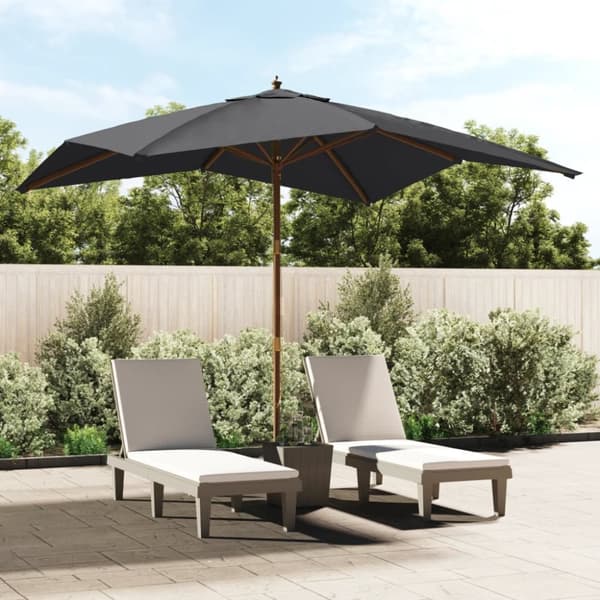 vidaXL Parasoll med trästång 300x300x273 cm svart -  Parasoll & solskydd