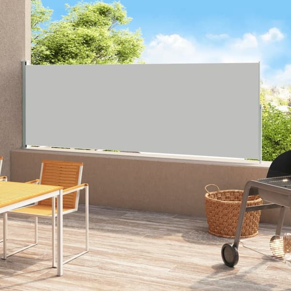 vidaXL sammenrullelig sidemarkise til terrassen 220x500 cm grå -  Parasoller og solskærme