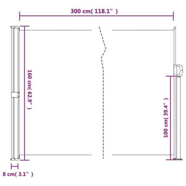 vidaXL Sisäänvedettävä sivumarkiisi antrasiitti 160x300 cm - Päivän- & aurinkovarjot