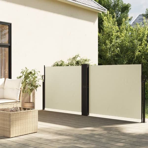 vidaXL Sisäänvedettävä sivumarkiisi 140x1000 cm kerma - Päivän- & aurinkovarjot
