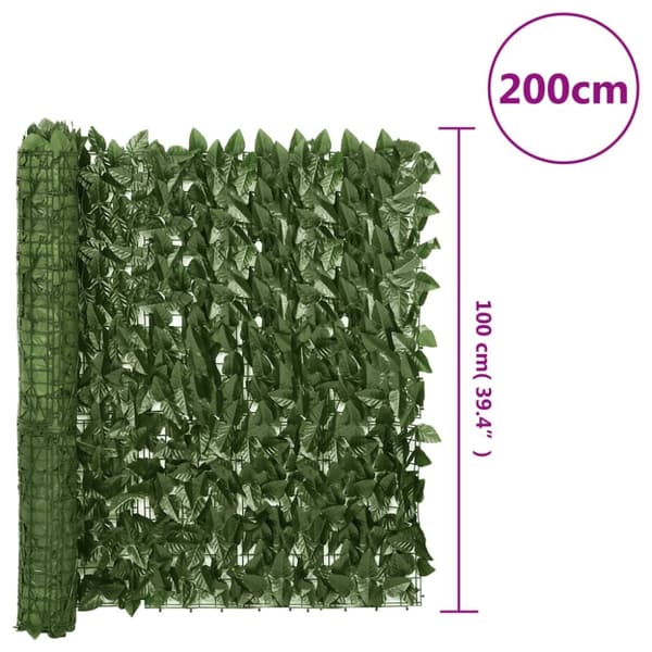 vidaXL altanafskærmning 200x100 cm mørkegrønne blade -  Parasoller og solskærme