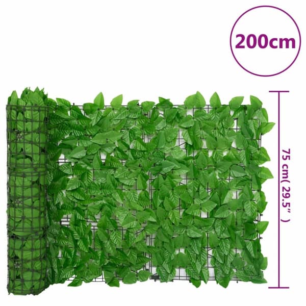 vidaXL Parvekkeen suoja vihreillä lehdillä 200x75 cm -  Päivän- & aurinkovarjot