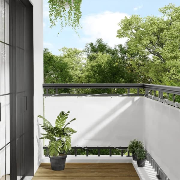 vidaXL Parvekesuoja valkoinen 75x1000 cm 100% polyesteri Oxford kangas - Päivän- & aurinkovarjot