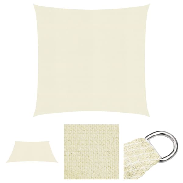 The Living Store Solsegel 160 g/m² gräddvit 4x4 m HDPE -  Parasoll & solskydd