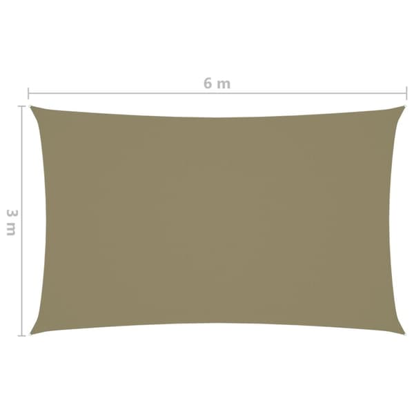 The Living Store solsejl 3x6 m rektangulær oxfordstof beige - Parasoller og solskærme