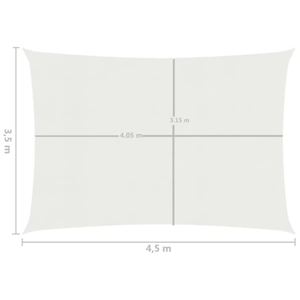 The Living Store Solsegel 160 g/m² vit 3,5x4,5 m HDPE - Parasoll & solskydd