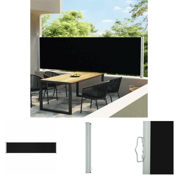 The Living Store Infällbar sidomarkis 140x600 cm svart - Parasoll & solskydd