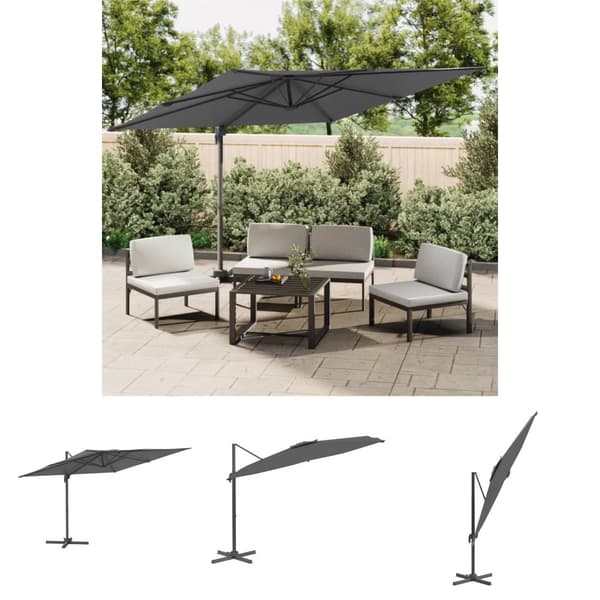 The Living Store Frihängande parasoll med aluminiumstång antracit 400x300 cm -  Parasoll & solskydd