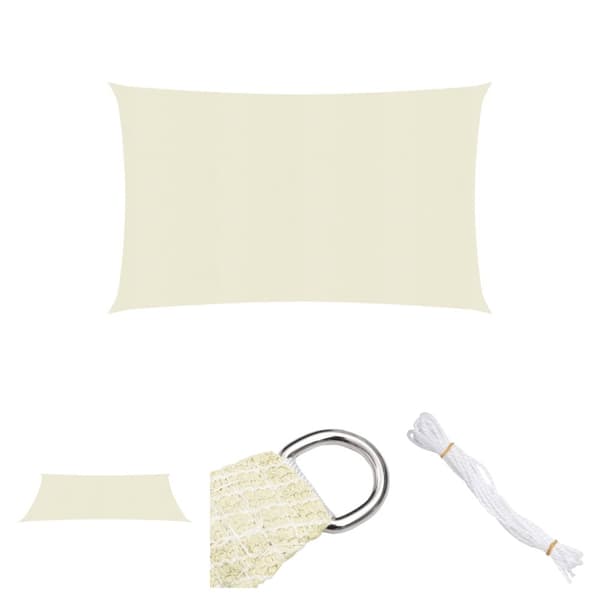 The Living Store solsejl 3,5x5 m 160 g/m² HDPE cremefarvet -  Parasoller og solskærme