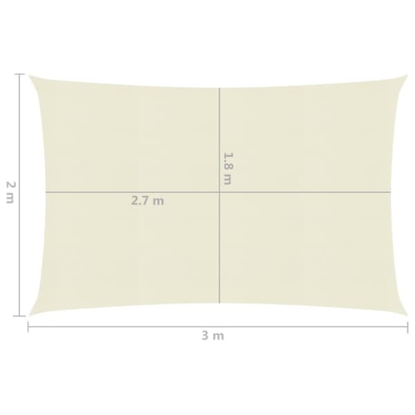 The Living Store solsejl 2x3 m 160 g/m² HDPE cremefarvet -  Parasoller og solskærme