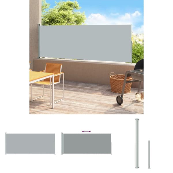 The Living Store sammenrullelig sidemarkise til terrassen 180x500 cm grå -  Parasoller og solskærme