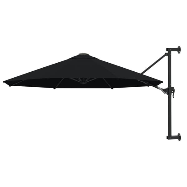 The Living Store Seinäkiinnitteinen aurinkovarjo metallitolppa 300 cm musta - Päivän- & aurinkovarjot