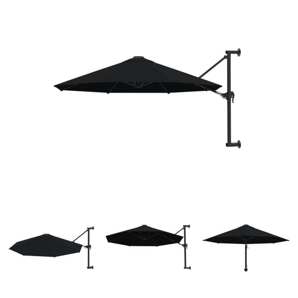 The Living Store Seinäkiinnitteinen aurinkovarjo metallitolppa 300 cm musta - Päivän- & aurinkovarjot