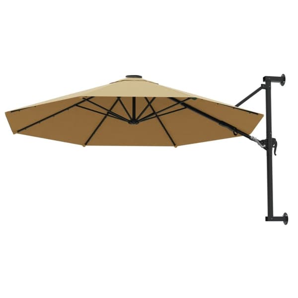 The Living Store væghængt parsol med metalstang 300 cm gråbrun - Parasoller og solskærme