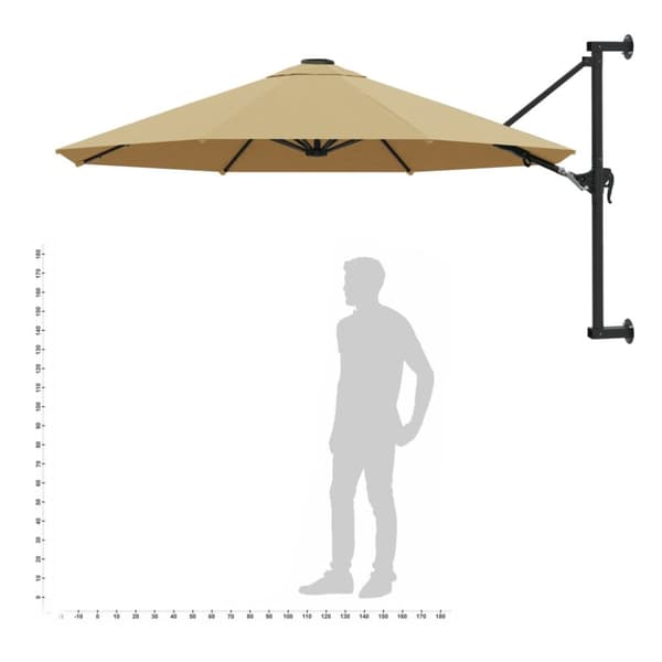The Living Store væghængt parsol med metalstang 300 cm gråbrun - Parasoller og solskærme
