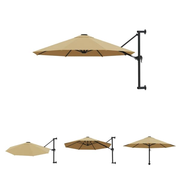 The Living Store væghængt parsol med metalstang 300 cm gråbrun - Parasoller og solskærme