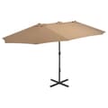 Miniatyrbild 2 av 9: The Living Store Trädgårdsparasoll med aluminiumstång 460x270 cm taupe -  Parasoll & solskydd