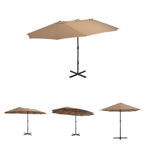 The Living Store Trädgårdsparasoll med aluminiumstång 460x270 cm taupe -  Parasoll & solskydd
