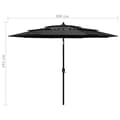 Miniatyrbillede 9 af 9: The Living Store parasol med aluminiumsstang i 3 niveauer 3 m antracitgrå -  Parasoller og solskærme
