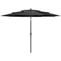 Miniatyrbillede 2 af 9: The Living Store parasol med aluminiumsstang i 3 niveauer 3 m antracitgrå -  Parasoller og solskærme