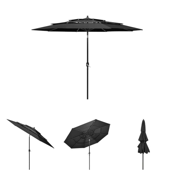 The Living Store parasol med aluminiumsstang i 3 niveauer 3 m antracitgrå - Parasoller og solskærme