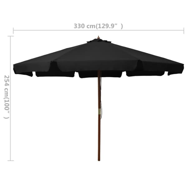 The Living Store Aurinkovarjo puurunko 330 cm musta - Päivän- & aurinkovarjot